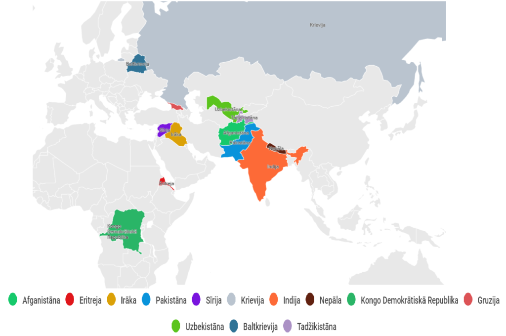 LSK karte patveruma mekletaju izcelsmes valstis